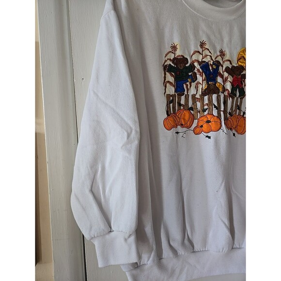 Vintage Basic Editions L Fabulous Harvest Teddy Bears Jumping Sweatshirt 90s 80s - Picture 2 of 6